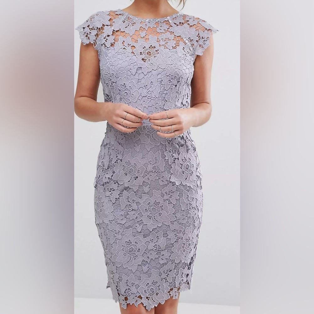 Paper Dolls London Lace Dress, US 10, Oyster Grey color